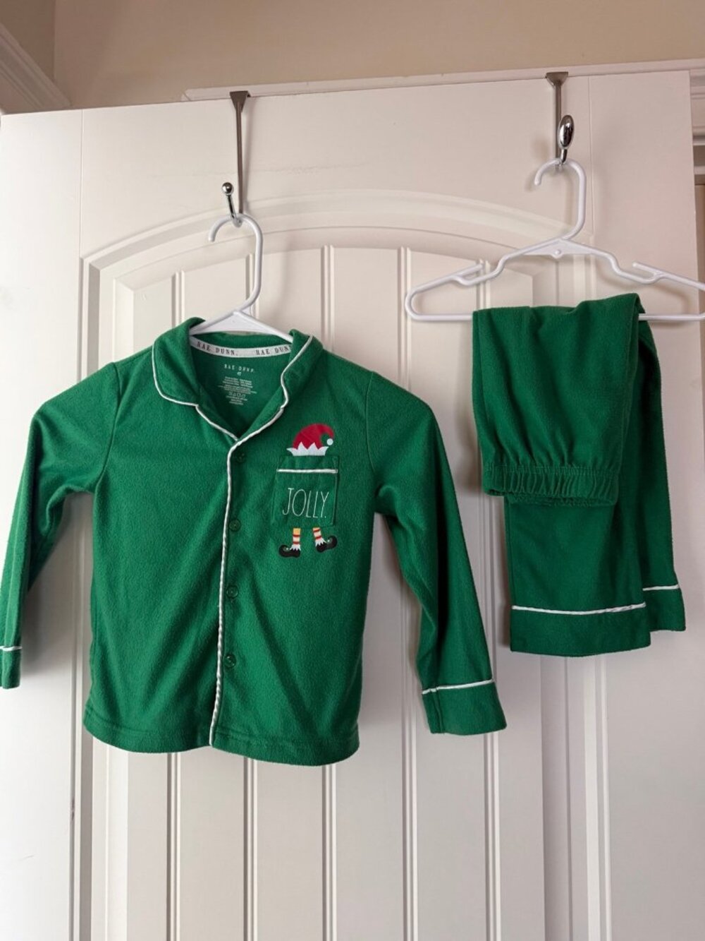 4T green Rae Dunn toddler pj set